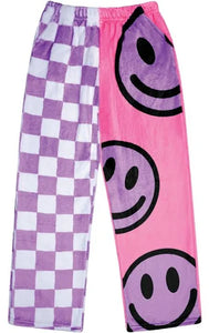 SMILEY FACE CHECKERED PLUSH JAMMIE PANT