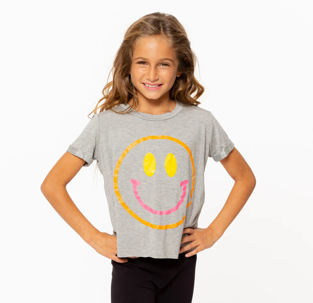 3 Color Grey Smiley Face Tee Shirt