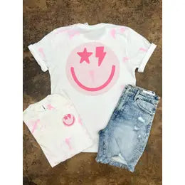 SMILING PINK SPLATTER TEE