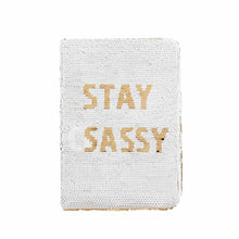 Load image into Gallery viewer, Gold Sequin Swipe Journal - Stay Classy &amp; Stay Sassy
