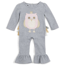 Load image into Gallery viewer, Owl with Crown and Ruffle BUM One Piece
