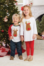 Load image into Gallery viewer, REINDEER BASEBALL RAGLAN TOP WITH OPENING MOUTH FLAP WITH COOKIES
