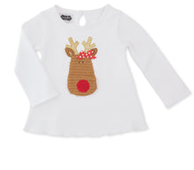 Load image into Gallery viewer, LONG SLEEVE  REINDEER TOP WITH AN OPENING MOUTH FLAP OF COOKIES
