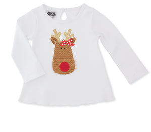 LONG SLEEVE  REINDEER TOP WITH AN OPENING MOUTH FLAP OF COOKIES