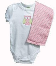 Load image into Gallery viewer, PINK OWL APPLIQUÉ ONESIE (BURP CLOTH NOT INCLUDED)
