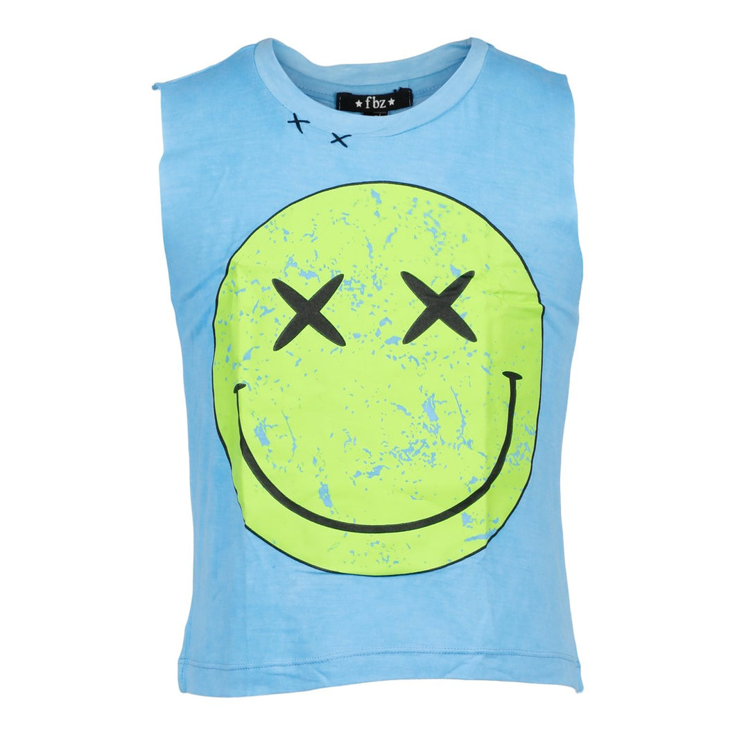 BLUE SLEEVELESS SMILEY FACE TEE