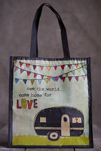 Load image into Gallery viewer, CAMPER SEE THE WORLD COME HOME FOR LOVE REUSABLE BAG
