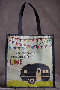 CAMPER SEE THE WORLD COME HOME FOR LOVE REUSABLE BAG