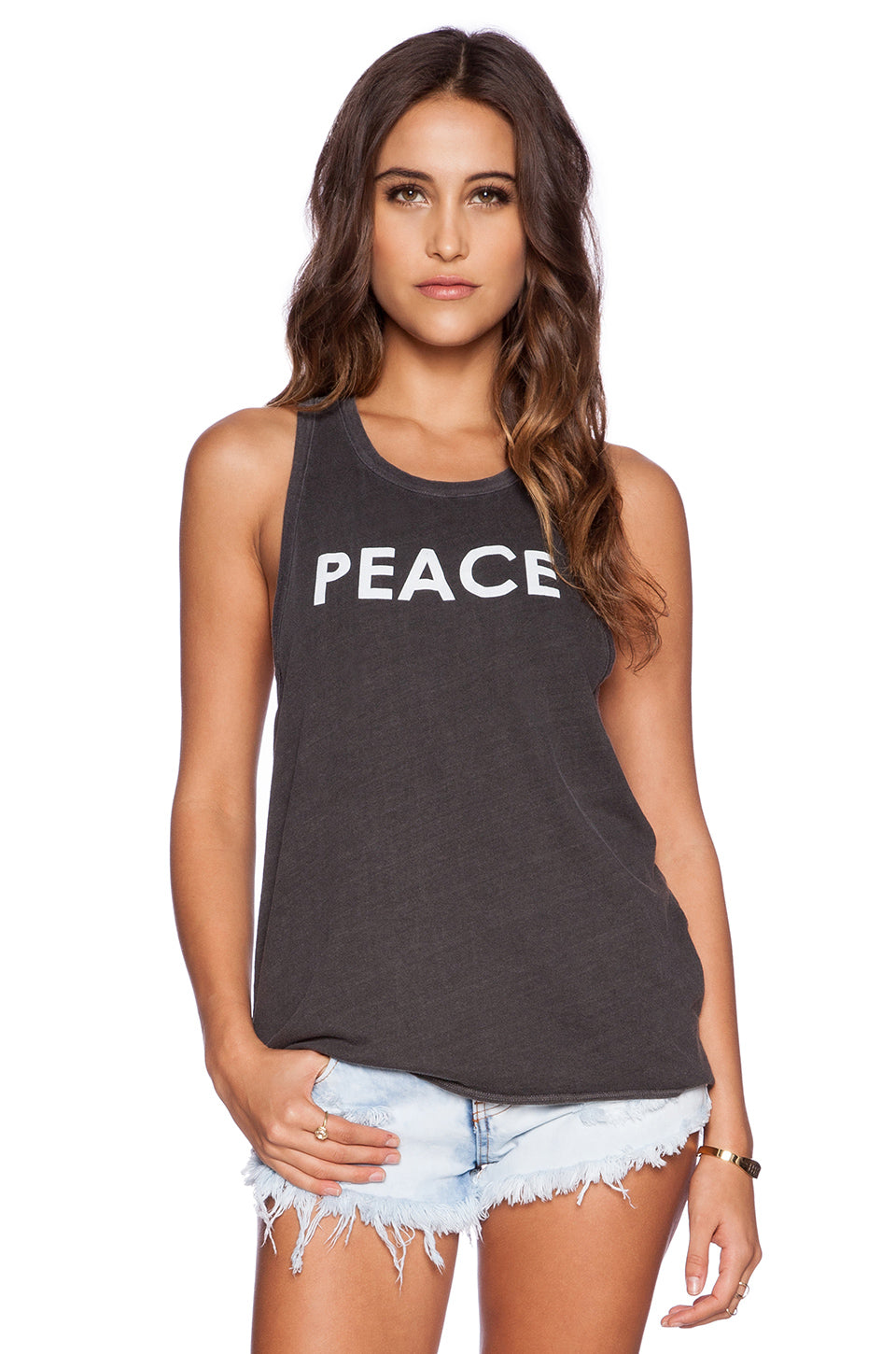 BLACK PEACE SLEEVELESS TEE