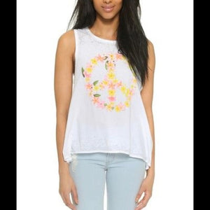 FLORAL PEACE SIGN SLEEVELESS TEE