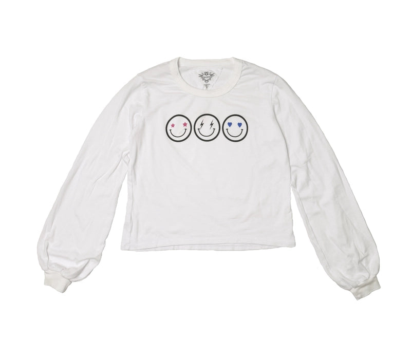 PUFFY LONG SLEEVE SHIRT WITH SMILEY FACES