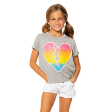 Load image into Gallery viewer, OMBRE HEART WITH LIGHTNING BOLT RAW EDGE TEE
