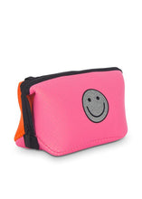 Load image into Gallery viewer, ERIN SMILEY PINK COSMETIC/TRAVEL BAG WITH ORANGE BACK
