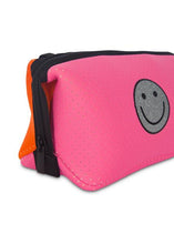 Load image into Gallery viewer, ERIN SMILEY PINK COSMETIC/TRAVEL BAG WITH ORANGE BACK
