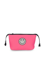 Load image into Gallery viewer, ERIN SMILEY PINK COSMETIC/TRAVEL BAG WITH ORANGE BACK
