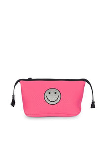 ERIN SMILEY PINK COSMETIC/TRAVEL BAG WITH ORANGE BACK