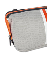 Load image into Gallery viewer, ERIN CREAM CROC COSMETIC CASE WITH ORANGE ZIPPER
