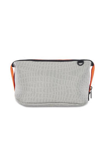 ERIN CREAM CROC COSMETIC CASE WITH ORANGE ZIPPER