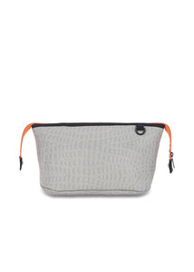 ERIN CREAM CROC COSMETIC CASE WITH ORANGE ZIPPER