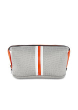 Load image into Gallery viewer, ERIN CREAM CROC COSMETIC CASE WITH ORANGE ZIPPER
