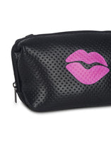 Load image into Gallery viewer, ERIN BLACK COSMETIC/TRAVEL BAG WITH HOT PINK LIPS
