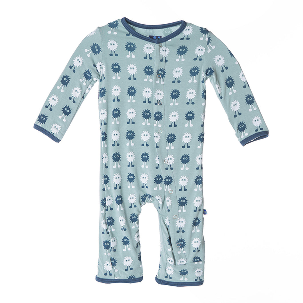 Kickee Pants:Jade Alien Print, Long Sleeve Coverall Pajamas