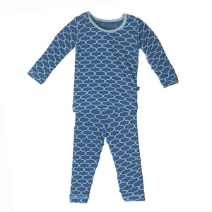 Kickee Pants:Jade Lattice Cozy Long Sleeve Unisex Pajama Set