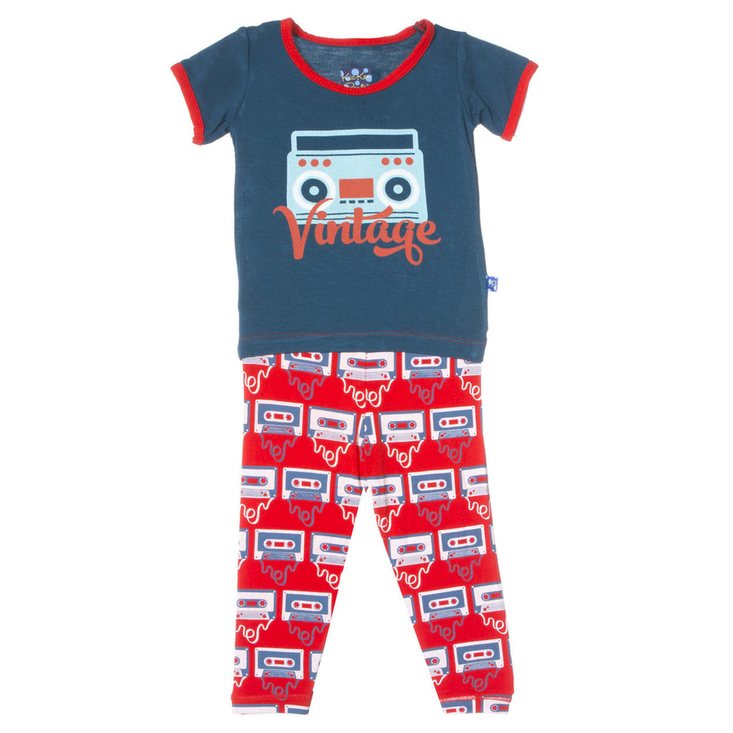 Kickee Pants:Jazz Cassette Tape Short Sleeve Two Piece Pajama Set