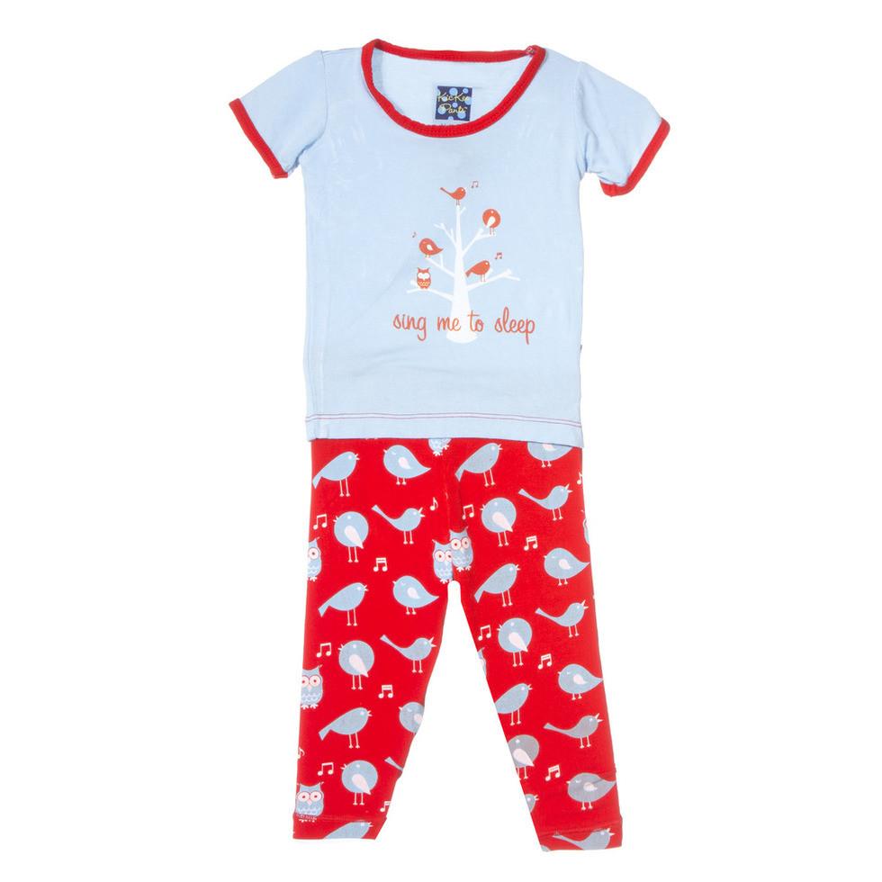 Jazz Singing Birds Short Sleeve Unisex Pajama Set