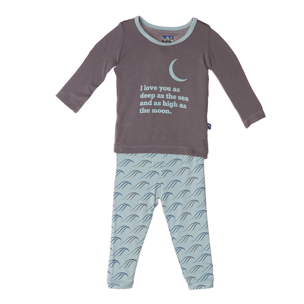 Kickee Pants:JADE TIDE - Cozy Long Sleeve Unisex Pajama Set