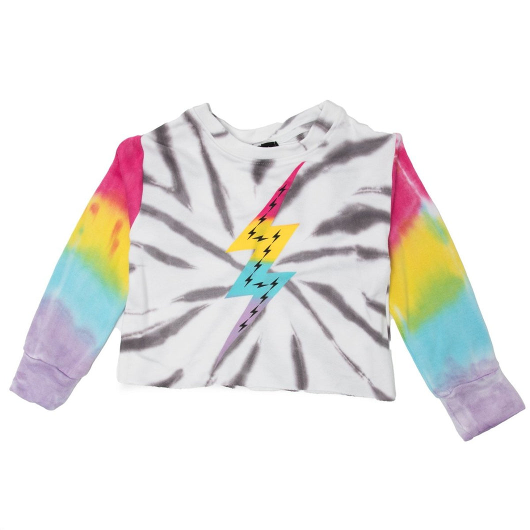 TIE DYE RAINBOW LIGHTNING BOLT SWEATSHIRT