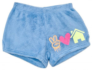 POWDER BLUE PEACE LOVE HOME SHORTS