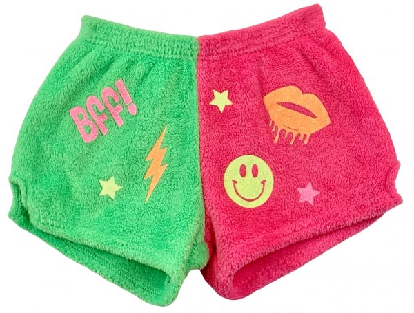 TWO TONED NEON GREEN/NEON PINK BFF SHORTS