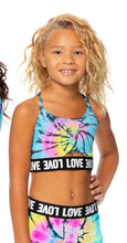 Load image into Gallery viewer, TIE DYE SPORTS BRA WITH LOVE ELASTIC BAND
