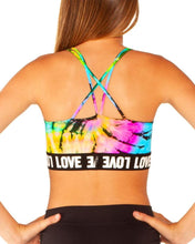 Load image into Gallery viewer, TIE DYE SPORTS BRA WITH LOVE ELASTIC BAND
