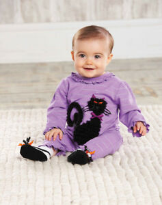 HALLOWEEN ONE PIECE WITH CAT APPLIQUE