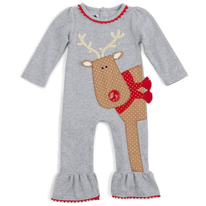 CHRISTMAS REINDEER WITH SEQUIN NOSE ONE PIECE