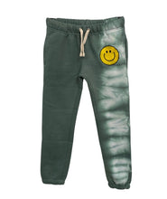 Load image into Gallery viewer, GIRLS OLIVE CLOUD TIE DYE SMILEY JOGGERS
