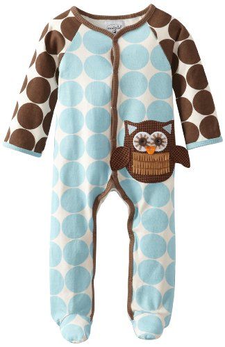 OWL FOOTED ONE PIECE WITH BLUE AND BROWN RETRO DOTS