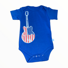 Load image into Gallery viewer, ONESIE WITH DISTRESSED PATRIOTIC GUITAR
