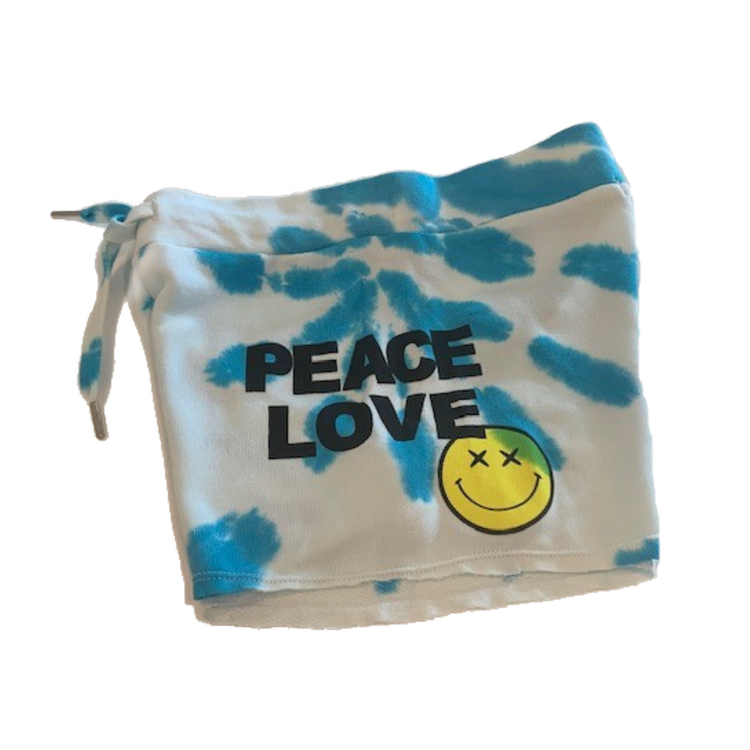 PEACE LOVE SMILEY FACE TIE DYE SHORT