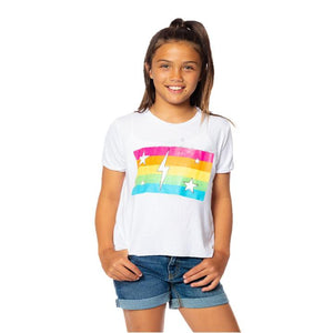 RAINBOW STRIPE WITH LIGHTING BOLT AND STARS TEE