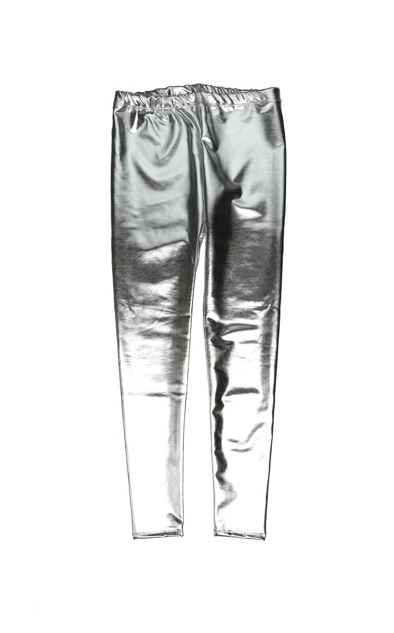 SILVER PLEATHER LEGGINGS