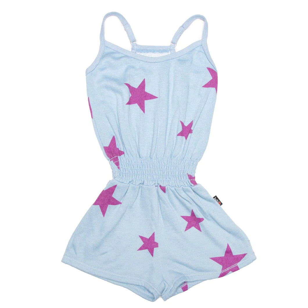 BLUE TERRY TANK ROMPER WITH STARS