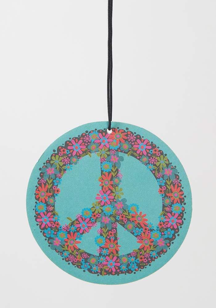 TEAL PEACE SIGN CAR AIR FRESHENER