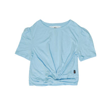 Load image into Gallery viewer, POWDER BLUE PUFF SLEEVE FRONT KNOT SHIRT
