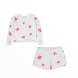 WHITE TERRY SHORT WITH STARS