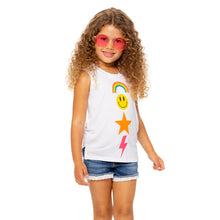 Load image into Gallery viewer, GRAY RAINBOW STAR LIGHTNING BOLT SLEEVELESS TEE
