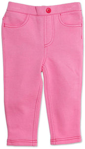 Terry Cotton Matchstick Pink Jean with Hot Pink Trim and Button