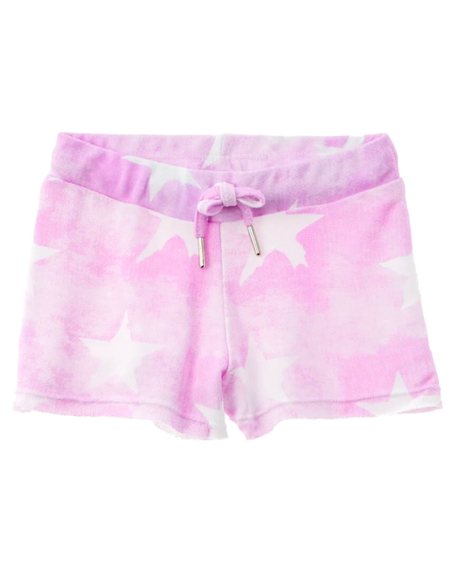 BUBBLE GUM PINK SHORT WITH JUMBO WHITE STARS